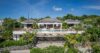 Aerial view of private villa rental in St Barts with pool, tropical gardens, and open-air living spaces
