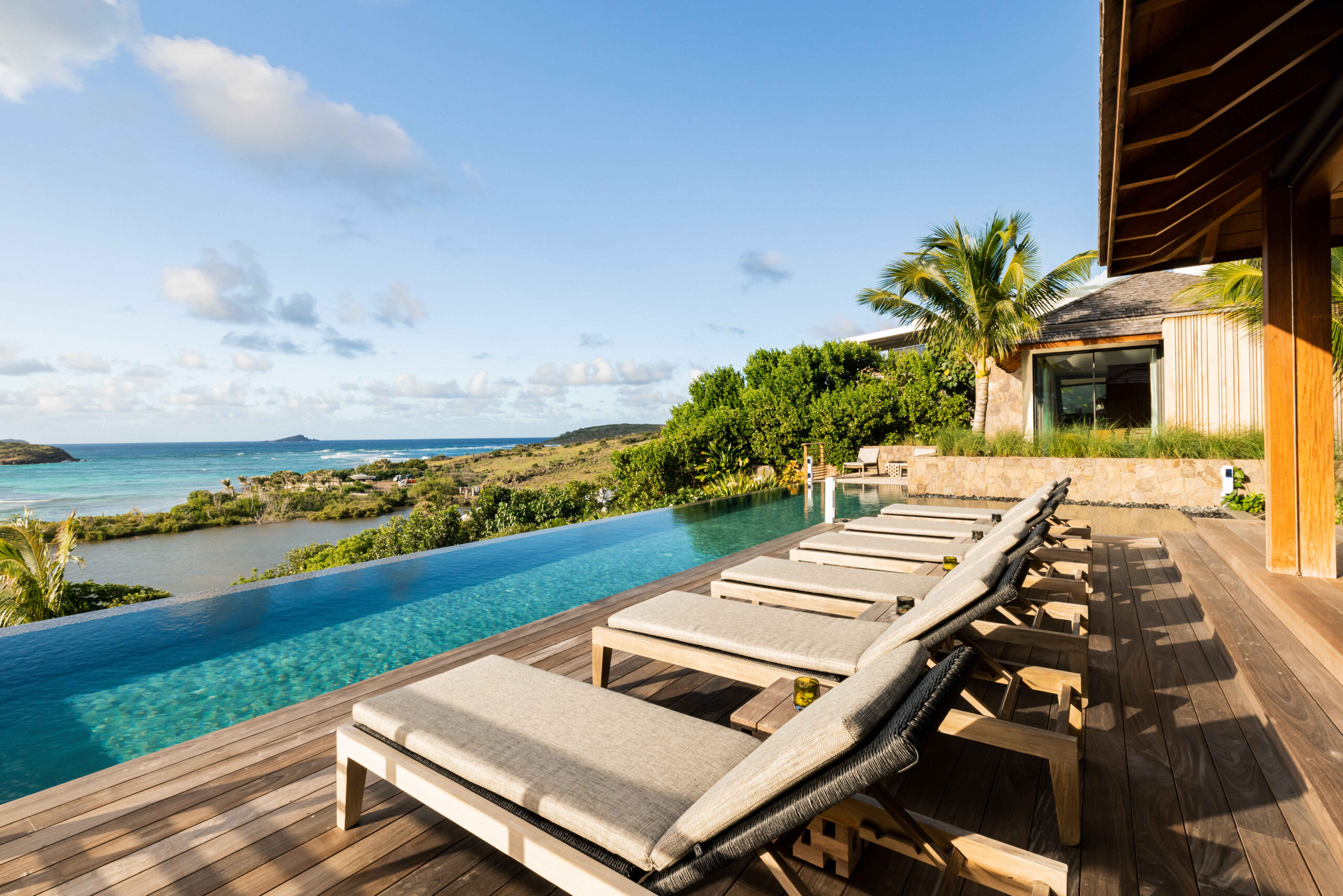 Every day ease in the pool area at Villa Larimar, St Barts.