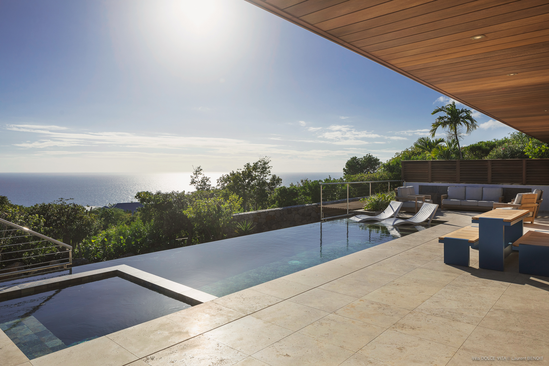 Everyday ease at the outdoor area and infinity pool at Villa Dolce Vita, St Barts.