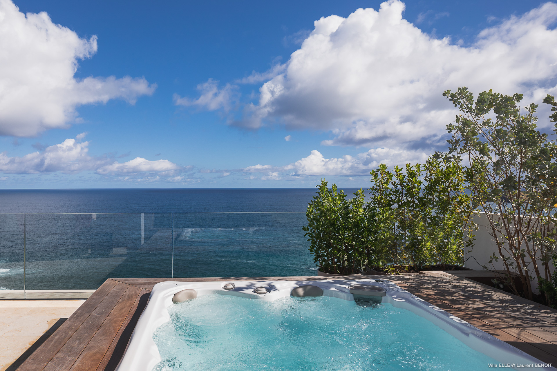 Relaxed Caribbean mood in the Jacuzzi at Villa Elle in St Barts.