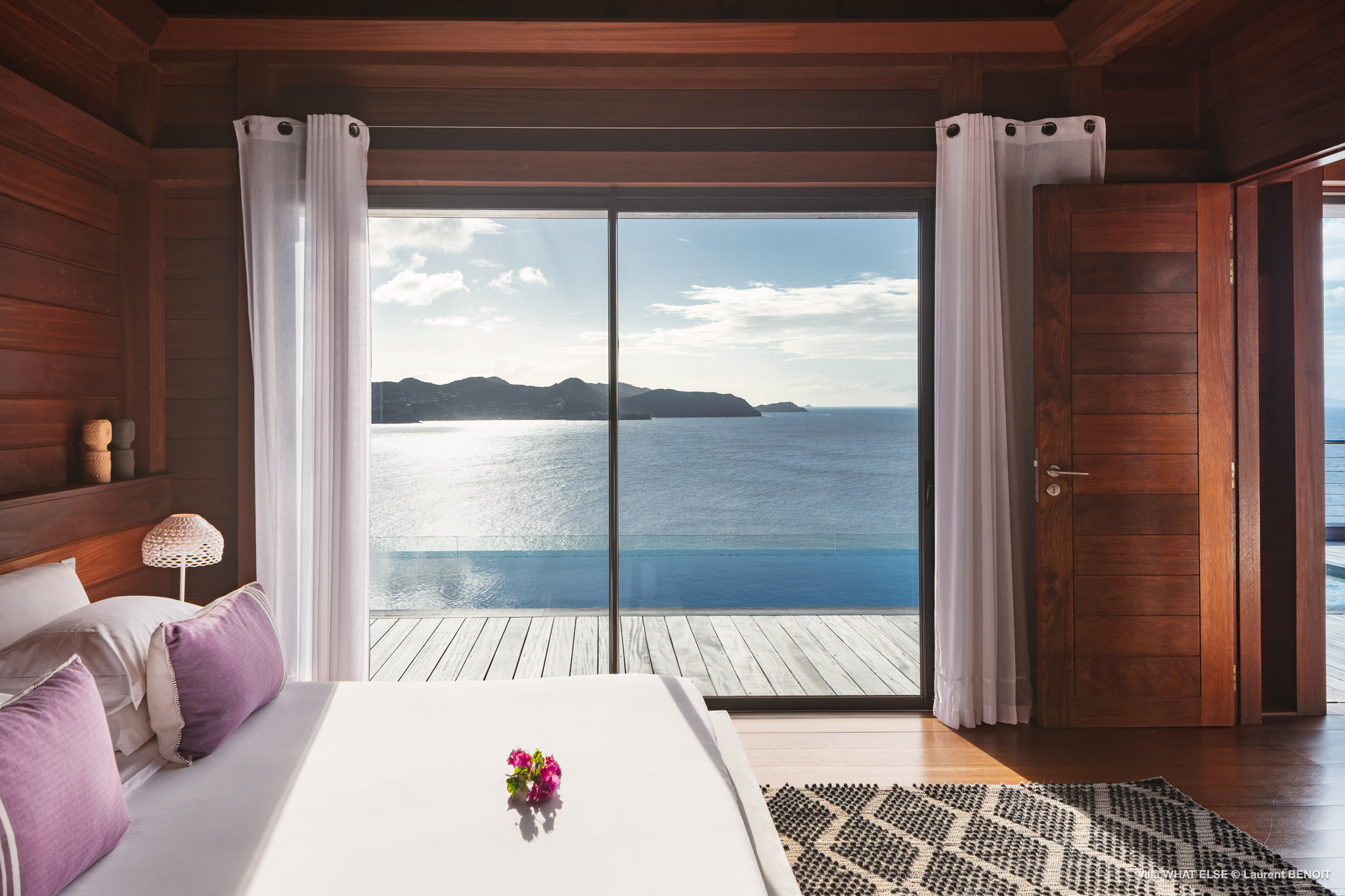 Bedroom view at Villa What Else in St Barts with island light