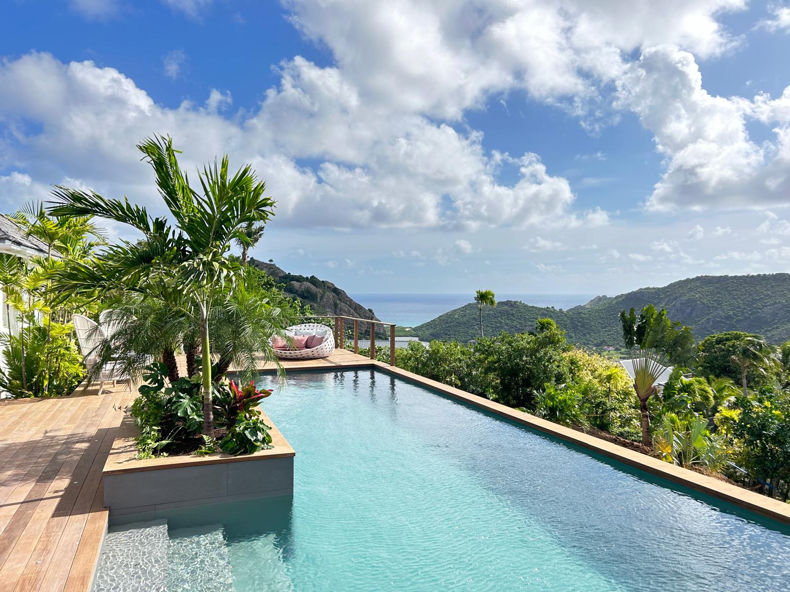 Scenic view of Villa Bel Air near the swimming pool, St Barts.