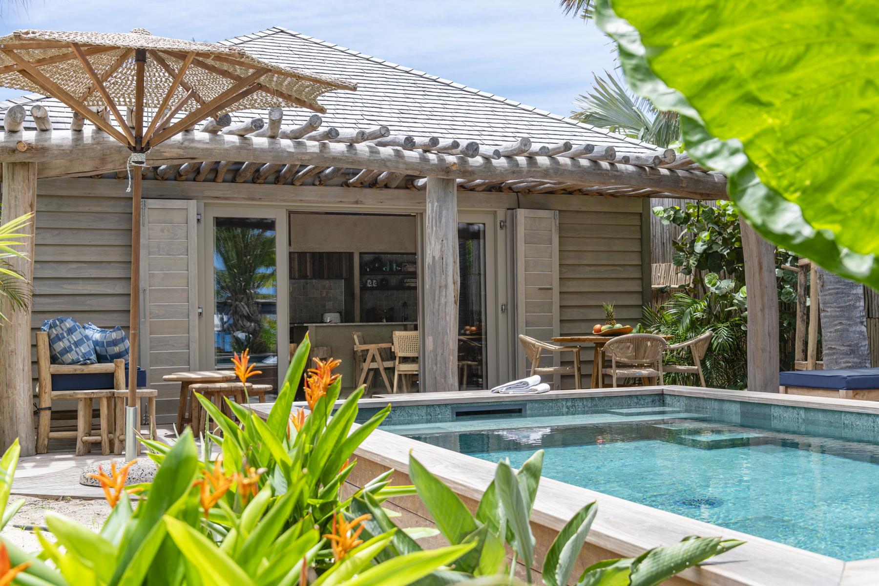 Scenic view of Villa Bohemian Blue, St Barts, blending sea, sky, and tropical air.