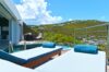 Terrace with sun loungers, plunge pool, and hillside views at private villa in St Barts