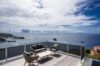 Terrace lounge of private villa rentals in St Barts overlooking Caribbean Sea