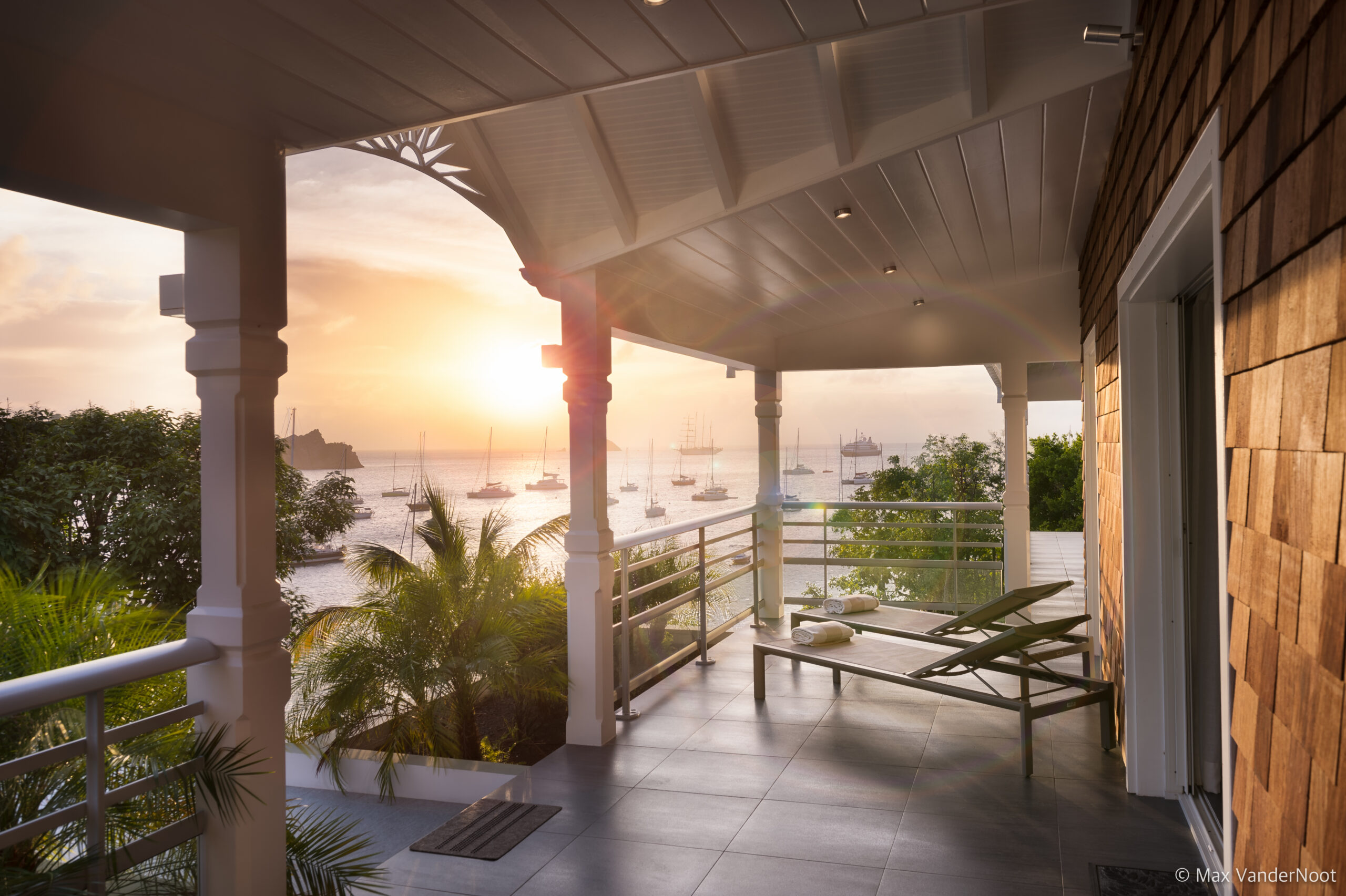 Villa Pleasure in St. Barts offers stunning harbor views and beautiful sunsets.