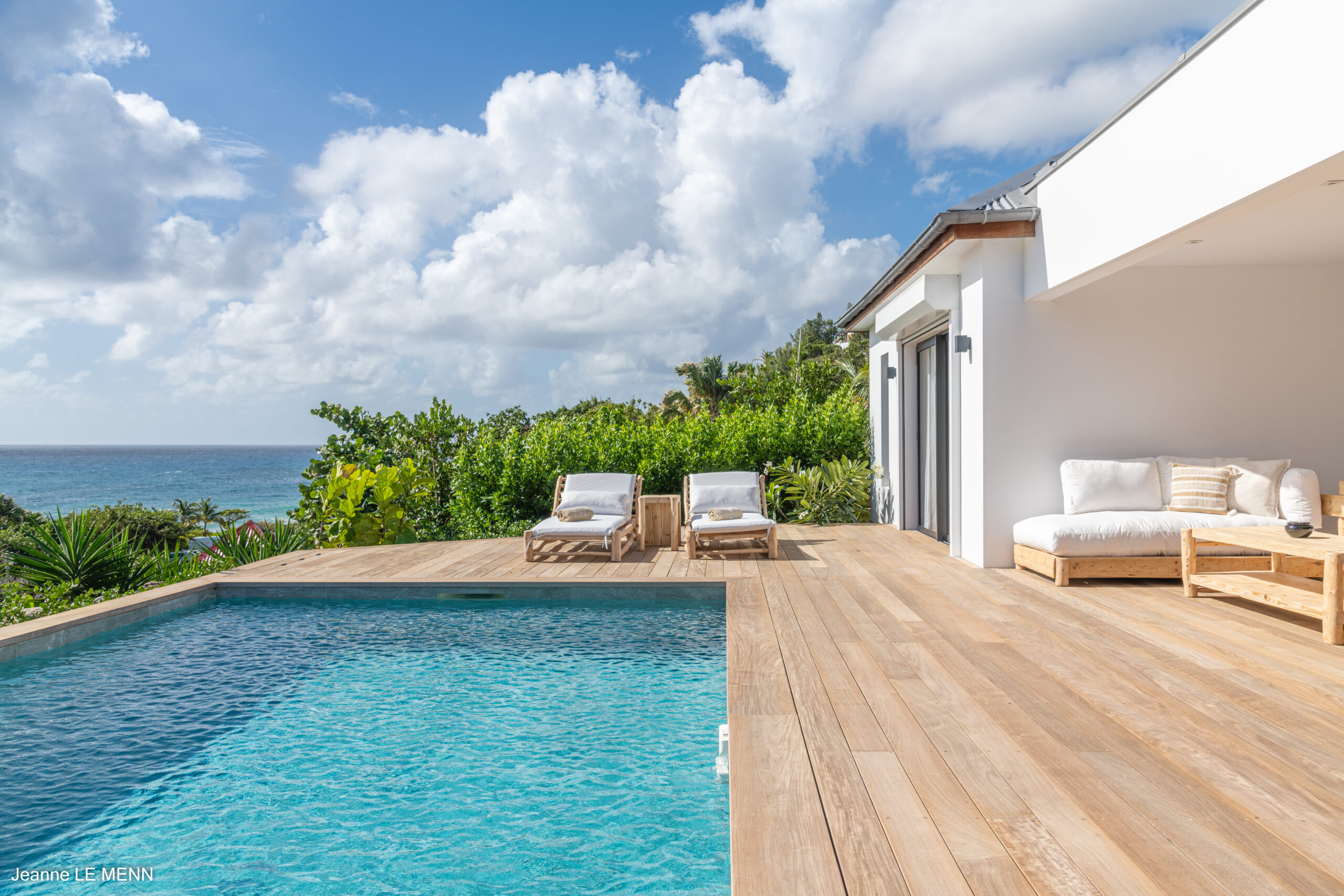 Scenic view in the pool area of Villa Cute, St Barts.
